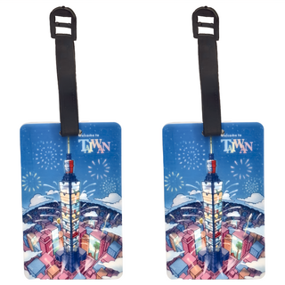 JB Design 行李吊牌-二人 80g, 10 x 6.6cm, 台北煙火 藍色 + 黑色