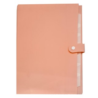 雙德 粉柔色系8層輕便風琴夾 紅色 A4文件收納, 1入