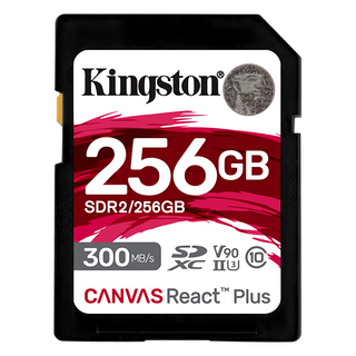 Kingston 金士頓 Canvas React Plus C10 USH-II V90 U3 8K 300MB/s SDXC記憶卡, 256GB, 1個
