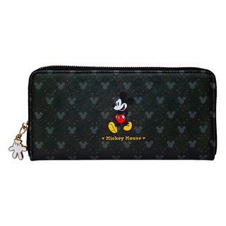 Disney 迪士尼 經典米奇 拉鍊長夾 - 合成皮革, 鈔票夾層 x2, 卡片層 x8, 19.5 x 2 x 9cm, 黑色