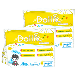 Dailix 吸血鬼 超瞬吸抑菌淨味乾爽衛生棉 0.08公分超薄棉體 SGS認證抑菌, 日用型(24.5cm), 9片, 2包
