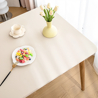小羊皮防髒汙免洗桌布套, 防水防油耐熱, 全包設計, 120 x 60cm, 奶油米, 1個