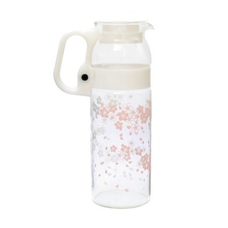 iwaki 耐熱玻璃水壺，日本認証耐熱玻璃120°C，獨特壺嘴設計，寬口徑易清洗, 櫻花, 1.3L, 1個