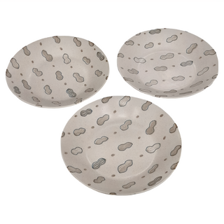 瓦讀 wandu 日本9吋湯盤 3入組 陶瓷碗, 24 x 4cm, 落花生, 1組