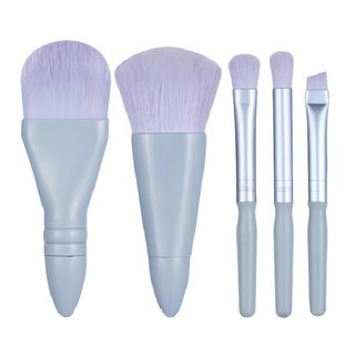 蕉蕉購物 3.0旅行便攜化妝刷具組, 迷霧藍, 柔軟刷毛, 附收納盒, 1組