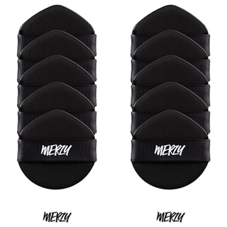 MERZY 氣墊粉撲 握感舒適 輕鬆打造完美底妝 寬大水滴狀 適合大面積上妝 5入, 黑色, 2包