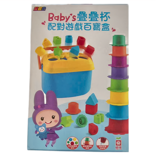 幼福 忍者兔Baby's疊疊杯配對遊戲百寶盒，形狀配對，趣味疊疊樂，戲水遊戲，3歲以上適用, 幼福文化事業股份有限公司, I Baby