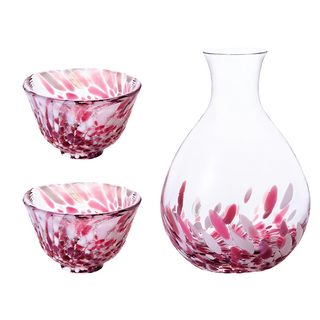 ADERIA GLASS 津輕系列 手作櫻吹雪酒器, 壺 x 1 + 杯 x 2, 1組