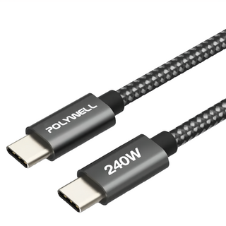 POLYWELL 寶利威爾 USB-Type-C 240W 5A 快充編織線 PW15-W45-M881, 1m, 短尾版, 1條