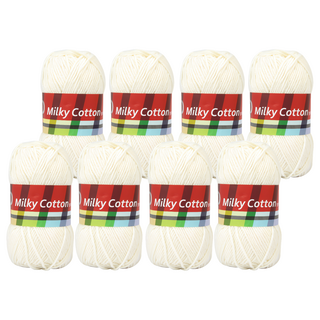 brandyarn Milky Cotton Red系列 棉混紡針織線, 香草色 50公克 2捲, 8捲