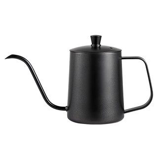 LifeShopping 不鏽鋼手沖咖啡壺, 350ml 磨砂黑, 304不鏽鋼, CAKN0098BK, 1個