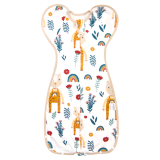 OhBabyLying 春秋薄款開釦袖成長包巾 - H.粉動物園 100%棉 下擺有開口可打開, 彩虹松鼠