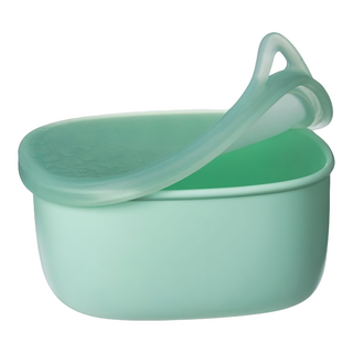 BBox 矽膠食物碗附蓋 莫蘭迪綠 寶寶副食品碗 兒童餐具, 1個