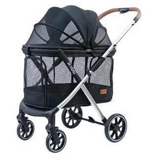 Ni Pet 中大型一鍵收寵物推車 X100, 石磨黑, 1個