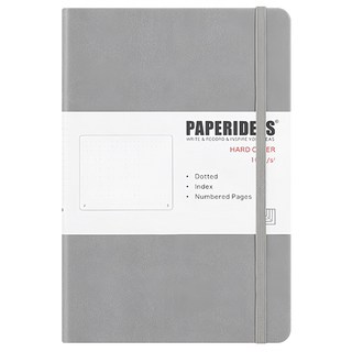 PAPERIDEAS A5 硬皮點陣筆記本 188頁 100g/s 無酸紙, 槍灰色, 1本