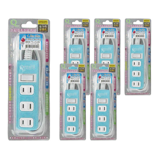 Tyson 太順電業 QPOWER TS-214B 2孔1開4插延長線插座, 1.8m, 碧藍色, 6條