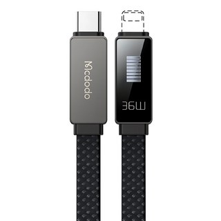 Mcdodo 麥多多 律動系列 跑馬燈數顯數據線 36W 1.2M C to L, 黑色, 1條