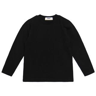 Uravi KID'S 兒童圓領素色長袖, 簡約好搭配, 150cm/9~10歲, 黑色