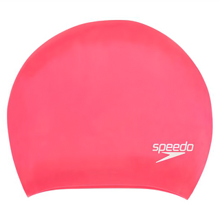 Speedo 成人長髮用矽膠泳帽 Long Hair Cap, One Size, 桃紅色, 1個
