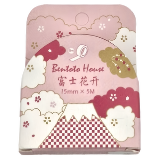 Bentoto House 本朵愛舍 日式和風和紙膠帶 15mm x 5m 3個, 富士花開, 1組