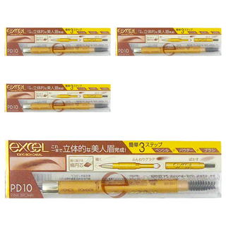 日本 excel 3合1 持久造型眉筆 PD10 紅莓棕, 4支