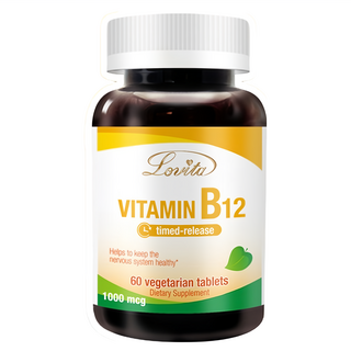 Lovita 高單位緩釋型維生素B12食品錠 1000微克 全素錠劑, 60顆, 1罐