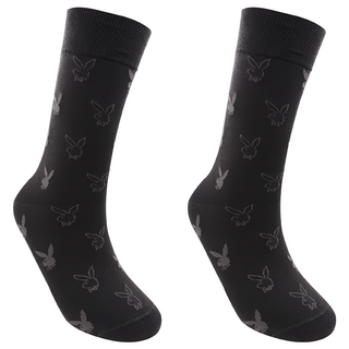 PLAYBOY 經典兔頭休閒襪 棉72.6%, 25-27cm, 鐵灰色