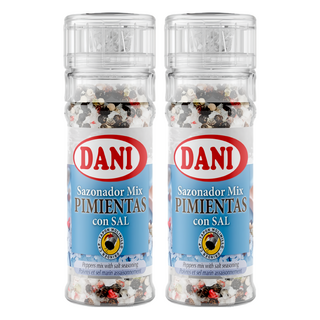 DANI 綜合胡椒粒鹽 研磨瓶蓋設計 透明玻璃瓶身 輕鬆研磨 方便料理, 70g, 2罐