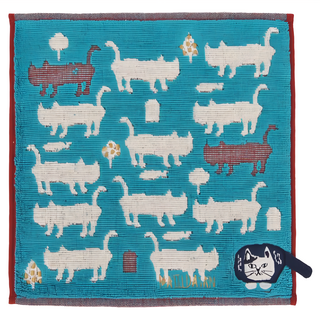 kUSUgURU JAPAN 日本眼鏡貓 Matilda-san系列 剪影款絨毛刺繡提花毛巾手帕