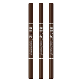INTERSYS 雙頭旋轉眉筆 持妝一整天 6種顏色可搭配髮色使用, 04 深棕色, 3支