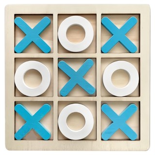 感恩使者 動腦井字棋/木製OX棋/圈圈叉叉, 四方井字型, 藍白色/橘白色, 1組