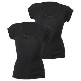 Free King 富立金 冰礦咖啡涼感輕著女上衣2件 採用冰咖啡紗 具抗紫外線功能, M, 黑