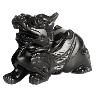 財神小舖 鎮守財富 黑曜石貔貅擺件, 尺寸約10.5x3.5x7cm, 附招財靈符(三入), 風水擺設方位一張, EP-2009, 1組