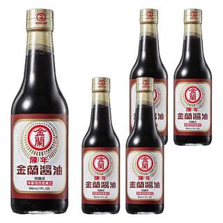 金蘭 陳年醬油, 非基改黃豆釀造, 適合滷煮快炒, 500ml, 5瓶