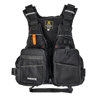 JARUSITE 迷彩浮力馬甲 多口袋設計 水上活動安全保障 時尚有型, 均碼, 黑色, 1件