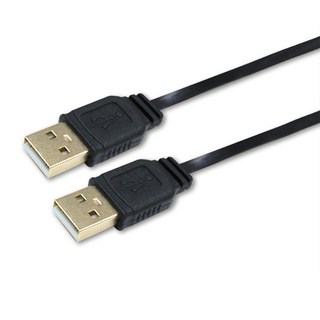 i-gota USB 2.0 A公-A公 黑色扁線 鍍金頭 FUSB-AAPP01, 1m, 1入