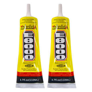 ZHANLIDA E8000 萬能膠水, 3.7fl.oz(110ML), 透明軟性膠, 維修專用自带針頭式設計, 2條