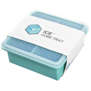 食品級矽膠副食品分裝盒/製冰盒/寶寶餐具 4格, 120ml, 1個, 綠色