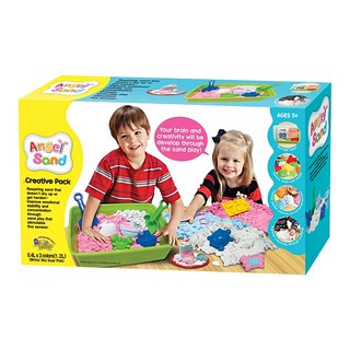 Donerland 天使沙 創意遊戲組 0.4L三色動力沙 附模具和收納箱, 多色, 1.638kg, 1組