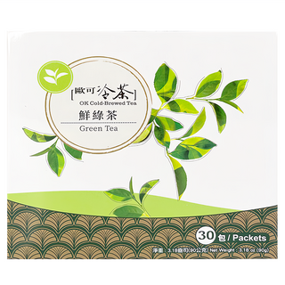 歐可茶葉 冷茶 鮮綠茶, 3g x 30包, 台灣在地新鮮茶菁, 黃金四小時快速殺菁, 1盒