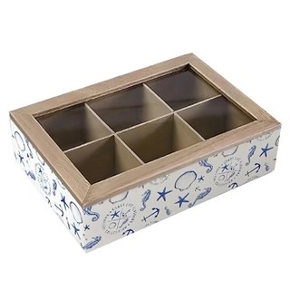 VERSA 6格木質茶包收納盒, 海洋, 1個