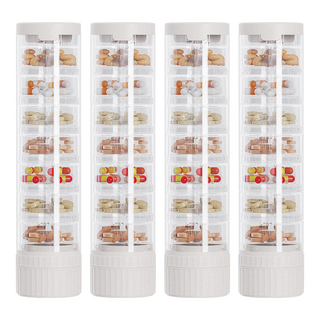 上手家居 切藥器藥盒 隨身磨藥器 三分格設計, 4個