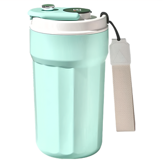 測溫316不鏽鋼陶瓷內膽保溫咖啡杯 450ml 觸摸螢幕顯示溫度 冷熱飲皆宜, 綠色, 1個