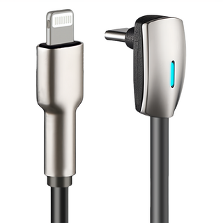 CarZone 車域 Tesla 專用 Lightning 轉 Type-C L型快充傳輸線 1.2M, 灰色, 1條