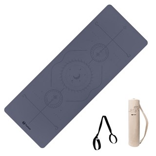 Tumaz 月熊 PU天然橡膠瑜珈墊套組，耐磨耐用，瞬間吸水止滑，抓地力強, 183 x 68 x 0.5cm, 黛灰藍, 1組
