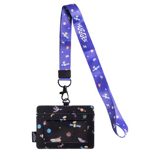 HUGGER 兒童掛頸識別證卡套, 適用年齡：6歲以上, 10.6 x 8cm + 繩長41cm, 外太空, 1組