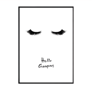閉月羞花 Hello Gorgeous 睫毛牆壁藝術裝飾畫, 70 x 50cm, 黑色