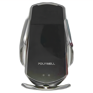 POLYWELL 寶利威爾 無線充電車用支架 15W Qi無線充電 PW15-T65-0609 12.9 x 6.4 x 1.5cm 128g, 銀色, FPX3000