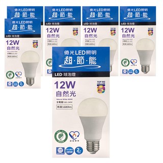 EVERLIGHT 億光 超節能LED球泡燈 12W, 自然光, 6顆