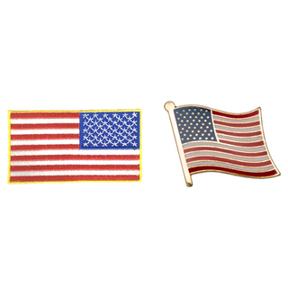 A-ONE 匯旺 美國國旗刺繡徽章 + 國旗別針套裝, NO.034A, 1組